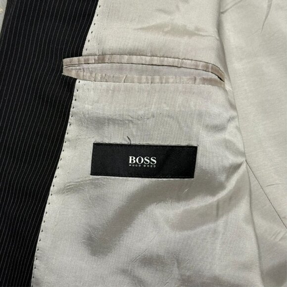 Hugo Boss Suit Pinstripe 2pc Black Stretch Wool Bertolucci/Movie 42R 34x28 - Picture 9 of 13